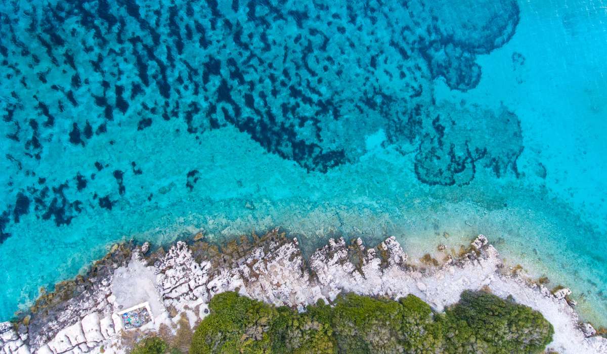 drone shot coastline from above
